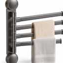 Swivel Towel Rack, 4-Arm Suction Cup Towel Holder, Thicken Aluminum Swing Out Towel Bar, Rustproof Space Saving Towel Hanger for Bathroom and Kitchen (Gun Grey)