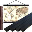 52" Magnetic Poster Hanger Frame - Sturdy Teak Wood Poster Frame 52x20 52x32 52x36, Strong Magnets for Easy Hanging Map Picture Canvas Print Scroll Wall Art (52 Inch, Black)