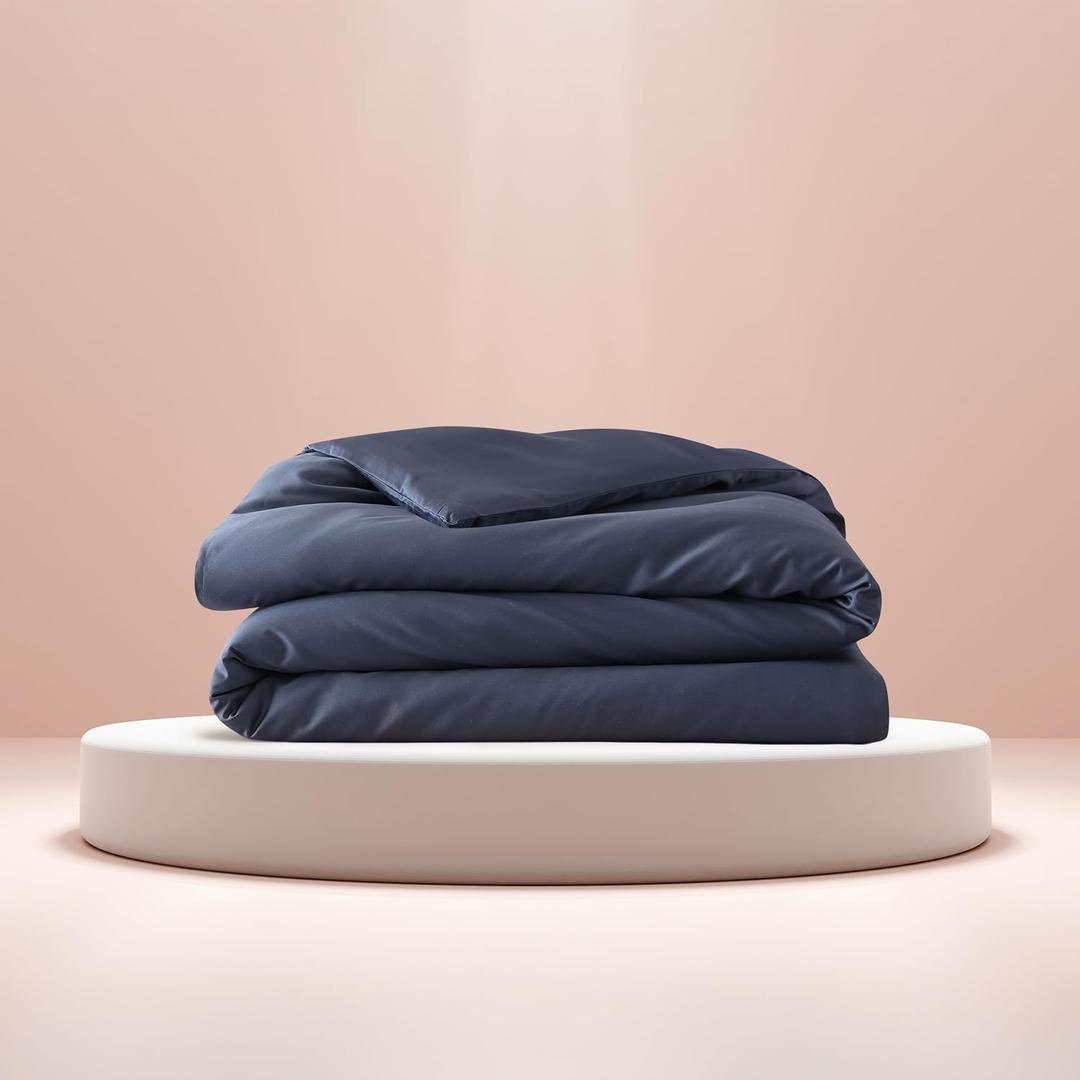 100% Cotton Duvet Cover, Navy Blue, 90*100, Throw Size | Cool, Soft & Durable | OEKO-TEX® STANDARD 100 Certified