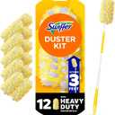Swiffer Duster Kit with 3 ft Extendable Handle, Heavy Duty Dusting Starter Kit with 12 Refills, for Ceiling Fans, Vents and Hard to Reach Places