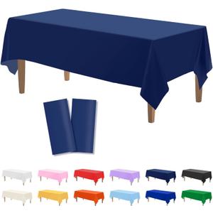 Kopokita 2PCS Navy Blue Plastic Tablecloths 54 x 108 Inch, Disposable Table Cloths Rectangle Party Table Covers