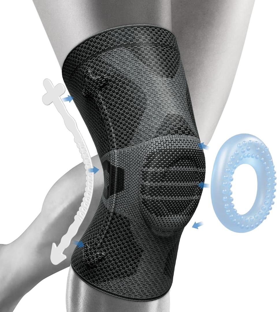 NEENCA Professional Knee Brace for Pain Relief, Medical Knee Compression Sleeve, Knee Support with Horizontal Knit Tech for Meniscus Tear, ACL, Arthritis, Joint Pain, Runner, Workout- FSA/HSA APPROVED (X-Large, Upgraded Version - Black)