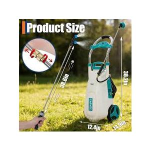 Garvee 5.3 Gallons Battery Powered Sprayer with Wheeled Cart, 12V 8Ah Electric Sprayer with 6 Nozzles & 2 Wands, 4-6 Hour Runtime, 90PSI Adjustable Pressure, Trigger Lock, Yard Sprayers for Lawn and g