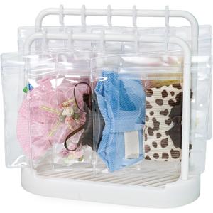 2 x Doll Clothes Organizer with 20 PVC Clear Bags - Detachable Hanging Rack with Tiered Design & 20 Hooks, Wardrobe Storage for 7 Inch Fashion Dolls