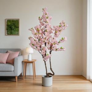 7.2ft Tall Pink Faux Cherry Blossom Tree for Home Decor, Likelike Artificial Silk Flower Cherry Branches Tree Indoor Outdoor, Sakura Tree Realistic Fake Flowering Plant for Christmas Decor