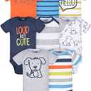 Onesies Brand baby-boys 8-pack Short Sleeve Mix & Match Bodysuits (12 Months, Loud Cute Dog)