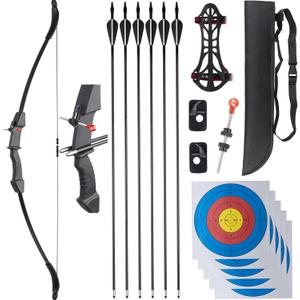 Compound Bow and Arrow Set, Left/Right Hand Bow Kit, Beginner Archery Gift with 6 Arrows, 5 Target Face, Perfect for Outdoor Backyard Activities