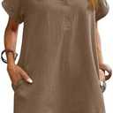 Zeagoo Womens Cotton Shirt Dress Summer Casual Short Sleeve Button Down Beach Cover Up Shirts with Pockets,S