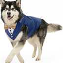 AVERYDAY 2 Pcs Dog Tuxedo & Bandana Set, Dog Suit Costume with Bowtie for Wedding Outfit, Pet Tux Harness with Leash Ring for Party Birthday Christmas, Formal Wear for Dogs XXL (Chest 31.5-38.5 in)