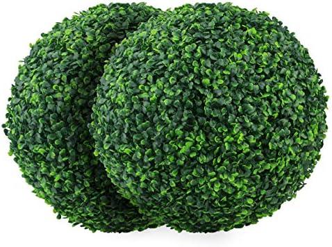Sunnyglade 2 PCS 15.7 inch 4 Layers Artificial Plant Topiary Ball Faux Boxwood Decorative Balls for Backyard, Balcony,Garden, Wedding and Home Décor (15.7 inch)