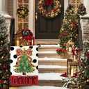 Artscope Welcome Bow Tree Christmas Garden Flag 12x18 Inch Double Sided, Polka Dot Seasonal Outdoor Winter Xmas Flag for Yard Farmhouse Holiday Decoration-Beige