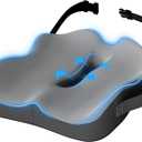 Car Seat Cushion, Extra Large Memory Foam Cushion with Adjustable Strap for Truck Drivers & Long Driving, Orthopedic Sciatica and Tailbone Pain Relief, Comfort Support for Travel Essentials