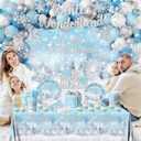 Winter Wonderland Birthday Decorations,288pcs Winter Wonderland Birthday Decorations Set include Gitter Snowflake Backdrop,Silver White Glittery Banners,Confetti Balloons for Winter Birthday Party