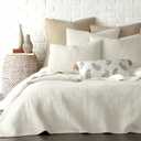 Levtex Home Cross Stitch Reversible Full/Queen Quilt Set (88x92in) with 2 Pillow Shams (26x20in) - Stitch Texture - Cream - Cotton Full/Queen Size Quilt Bedding Set - Lightweight, Soft, Pre-Washed