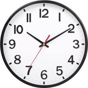 Wall Clocks Battery Operated 14 inch Modern Wall Clock,Silent Non Ticking Wall Clock for Living Room Bedroom Kitchen Office Classroom Decor (White and Black)