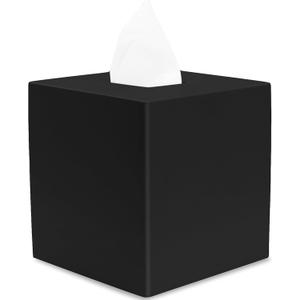 Matte Black Square Tissue Box Cover, Decorative Tissue Box Dispenser for Bathroom, Parlors, Office, Bedroom Dresser, Vanity Countertop, Nightstand, Car, and Desk