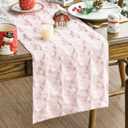 Artoid Mode Christmas Trees Pink Soft Plush Faux Fur Jacquard Christmas Table Runner, Holiday Kitchen Dining Table Decoration for Home Party Decor 13x72 Inch