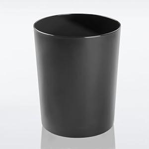 iDesign Steel Round Bathroom Trash Matte Black Waste Can iDesign Steel Round Bathroom Trash Matte Black Waste Can