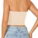 Vrtige Women's Sexy Tube Top Strapless Tie Front Sleeveless Knit Crop Cami Top (XL)