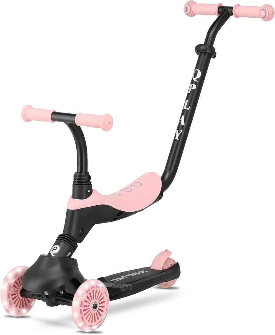 QPLAY Sema EVO 5 in 1 Scooter with Seat Push Handle and LED Lights on Wheels and Running Board with Dynamo Operation, 1 to 6 Years, 50 kg Load Capacity, Foldable