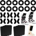 12pcs Ski Boots Fitting Pads, 12 Pcs Self-Adhesive Ski Ankle Protection Foam Padding and 6 Pcs Foam Shin Guards to Relieve Ankle Pressure Heel Lift Blisters Shin Protection (Black)