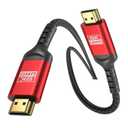 8K HDMI 2.1 Cable 25ft, Certified 48Gbps Ultra High Speed Braided Cord, Supports 4K@120Hz 8K@60Hz, eARC HDR10+ HDCP 2.3, Compatible with PS5, Xbox Series X, RTX 4090, Gaming TV & Monitor (Red)