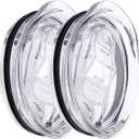 Compatible with Yeti Lids 20 oz Replacement Lid, Ozark Trail and More Splash Resistant Lids Spill Proof Tumbler Lid Clear Cup Silicone Sliding Covers BPA Free(2 Pack)