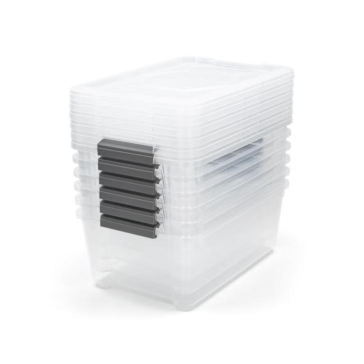 Clear Storage Bin, Latching Box Container, 10 Packs