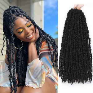 ZRQ 6 Packs Butterfly Locs Crochet Hair 20 Inch Black Distressed Faux Locs Hair Extensions Pre-looped Crochet Braids Synthetic Soft Locs For Women 1B#
