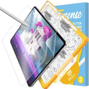 OMOTON PAPERSENSE 2 Pack Paper Screen Protector for iPad Pro 12.9 inch 2022/2021/2020/2018 Release, Anti-glare Matte PET Film with Easy Installation Tray, Draw Like on Paper, Ultra-Responsive