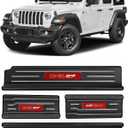 Upgraded Door Sill Guards Compatible with Jeep Wrangler JL JLU 2018-2025 2026 & Gladiator JT 2020-2025 2026 Accessories Stainless Steel Front and Rear Door Entry Guard (4PCS Carbon Fiber)