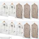 Shappy 10 Pcs Hanging Vacuum Storage Bags for Space Clothes Seal Saver with 1 Hand Pump, 5 Long 53'' x 27.6'', Short 43.3'' 27.6'' Clear Suits Dress Jackets Coat Closet Organizer