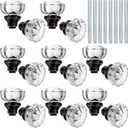 Amylove 8 Set Crystal Door Knobs Mortise Style Fluted Glass Door Knobs Antique with Spindle Antique Doorknobs for Interior Doors (Bronze)