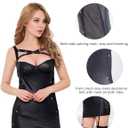 ohyeah Black Faux Leather Mini Dress Teddy Lingerie Sets for Women Sexy Rave Outfit Teddy Lingerie with Garter Belt, XS-4XL (Black, M)