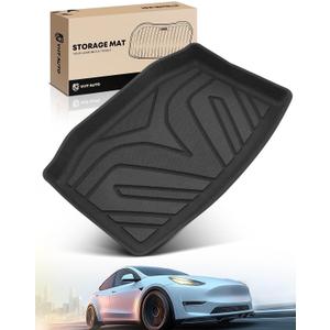 YHTAUTO Rear Lower Storage Trunk Mat Compatible with Tesla Model 3 Highland 2021 2022 2023, TPE Floor Liners All Weather Custom Fit, Black