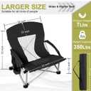 Joyfair Large Beach Chair for Adults(2 Pack), Big Outdoor Folding Camping Chairs, Heavy Duty Mid-Height Portable Chair for Fishing, Lawn, Sport, Cup Holder & Storage Pocket, Carry BagBlack