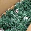 KTKDE Holiday Christmas 4 Piece Set, Christmas Garland, Wreath and Set of 2 Entrance Trees with LED Lights(Battery Box Powered), Artificial Christmas Tree Celebrating Set