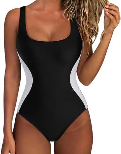SUUKSESS One Piece Swimsuit for Women Slimming Tummy Control Square Neck Bathing Suit Size M