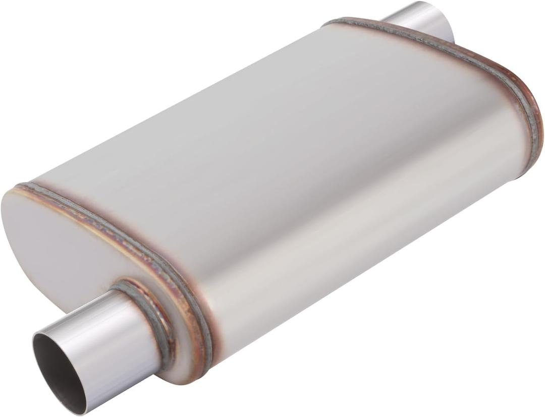 LCGP 2.25" Universal Muffler, Performance Chamber Exhaust Muffler, 2.25" Offset In/Out, 20" Overall Length Straight-Through Performance with Stainless Steel Muffler for Truck, Cars(2.25''Inlet/Outlet)