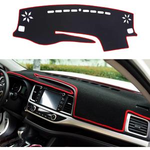 Blazeray Car Dashboard Cover Custom Compatible with Toyota Highlander 2014 2015 2016 2017 2018 2019 Anti-Skid Dashboard Mat Center Console Protector Cover Mat Sunshield Cover Mat(Red Edge)