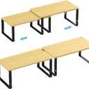 Expandable Kitchen Cabinet Organizer Shelves  Stackable Adjustable Metal and Wood Storage Racks for Countertop, Pantry, Garage Set of 2 Spice Rack  Easy Assembly, Space-Saving(2 Packs/Large/Black) (Large:15.75"Wx7.48"Dx5.5"~8.1"H)