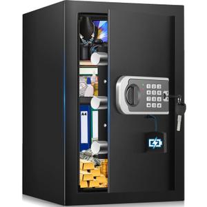 2.6 Cuft Home Safe, Safe Box Fireproof Waterproof, Fire Proof Safes for Home Use with Electronic Keypad Spare Key, Smart Alert, Mute Mode, Anti-Theft Fireproof Safes for Document Money Valuable
