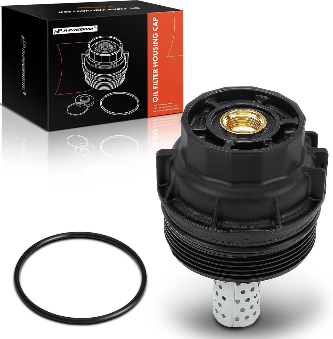 A-Premium Oil Filter Housing Cap Assembly Compatible with Toyota Tundra 2007-2018, Sequoia 2008-2018, Land Cruiser 2008-2011/2013-2018 & Lexus LX570 2008-2011/2013-2018, 5.7L, Replace# 15620-38010