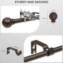 Bronze Curtain Rods 36 to 72 Inches(3-6 Feett),5/8 inch Splicing Drapery Rods,Small Curtain Rods Set,Size: 36''-72'',Bronze