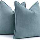 MIULEE Pack of 2 Dusty Blue Decorative Pillow Covers 20x20 Inch Soft Chenille Luxurious Couch Throw Pillows Farmhouse Cushion Covers with Elegant Design for Sofa Bedroom Living Room Home Decor (20" x 20" (Pack of 2))