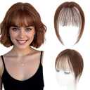 TESS Clip in Bangs Real Human Hair 360 3D Cover Clip on Bangs for Women Daily Wear Natural Look 10 Inch Wispy, Dark Brown