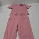 AYWA Women's 2 Piece Lounge Sets Short Sleeve Crop Top Foldover Flare Pants Casual Pajama Outfits (Pink) S