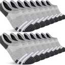 Heatuff Mens No Show Socks - 8 Pairs of Thin Non Slip Cotton Invisible Low Cut Socks for Men. Size 10-13