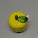 Hand-Painted Ceramic Fruit Shape Sugar Bowl Spice Jar Seasoning Pot with Lid Spoon (Lemon)