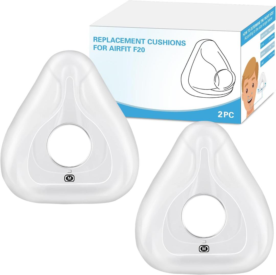 2 Packs Replacement Cushion for ResMed Airfit F20, Compatiable with Orignal Airfit F20 Frame & Elbow,Replacement Full Face CPAP Mask Cushion, Soft & Durable, Cover Nose and Mouth, Medium